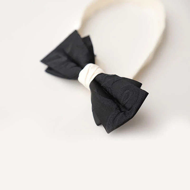 Men's Elegant Black Match White Bow Tie - Image 11