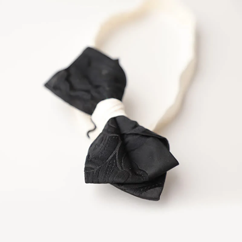 Men's Elegant Black Match White Bow Tie - Image 13