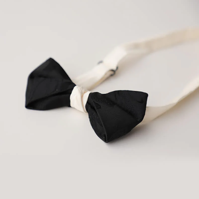 Men's Elegant Black Match White Bow Tie - Image 17