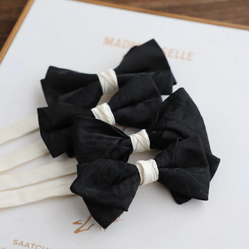 Men's Elegant Black Match White Bow Tie - Image 2