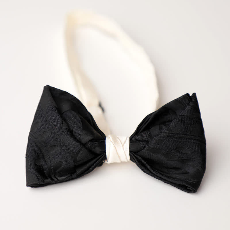 Men's Elegant Black Match White Bow Tie - Image 3