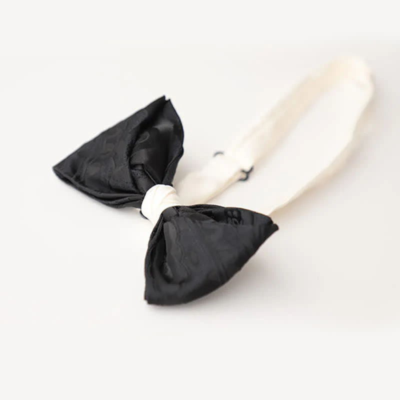 Men's Elegant Black Match White Bow Tie - Image 5