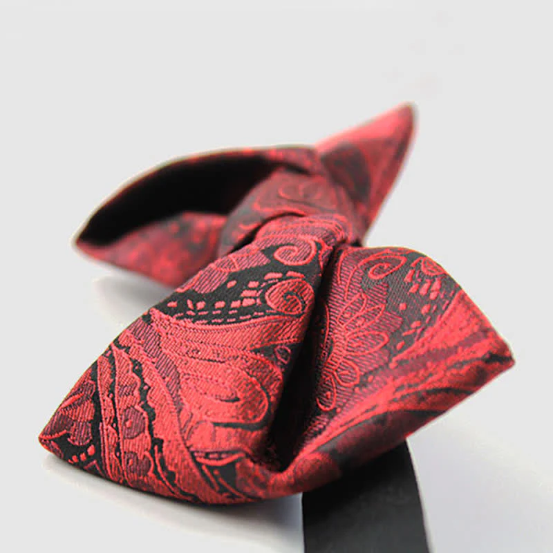 Men's Elegant British Style Burgundy Paisley Bow Tie - Image 11
