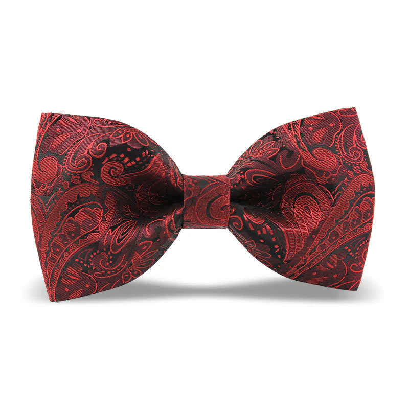 Men's Elegant British Style Burgundy Paisley Bow Tie - Image 12