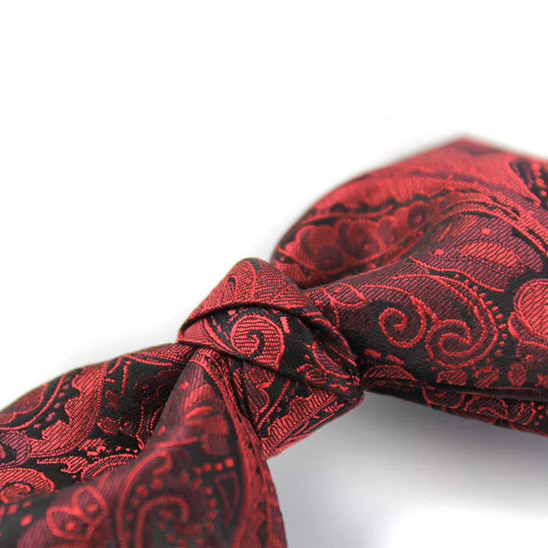 Men's Elegant British Style Burgundy Paisley Bow Tie - Image 4