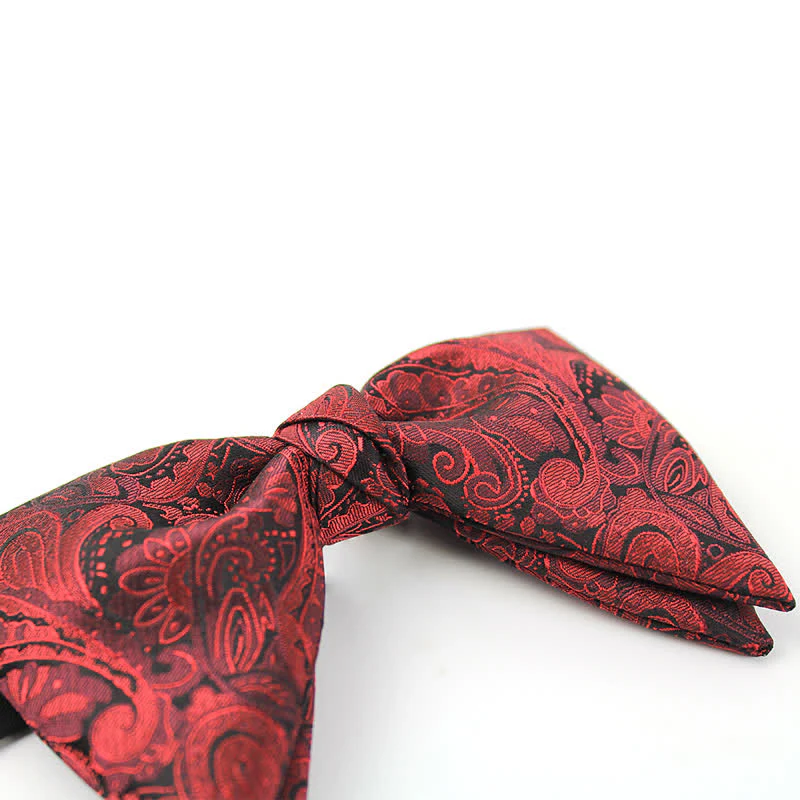 Men's Elegant British Style Burgundy Paisley Bow Tie - Image 5