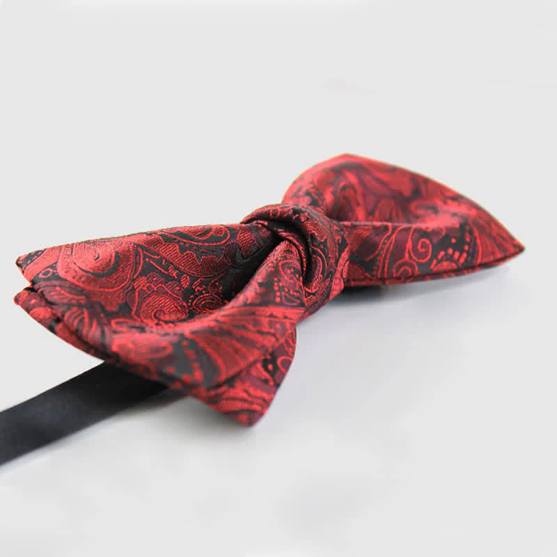 Men's Elegant British Style Burgundy Paisley Bow Tie - Image 7