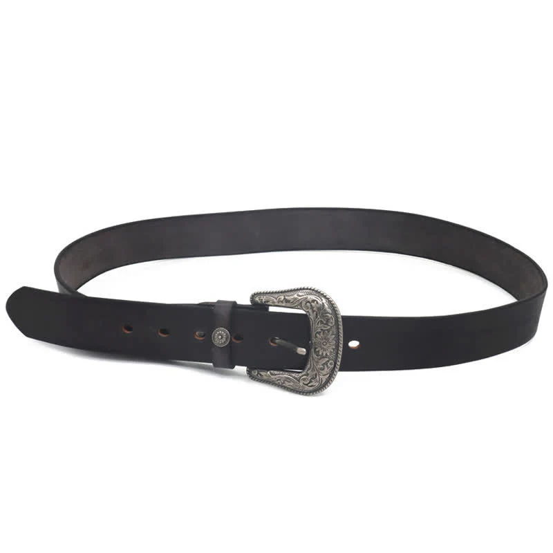 Men's Elegant Carved Flower Buckle Leather Belt - Image 7