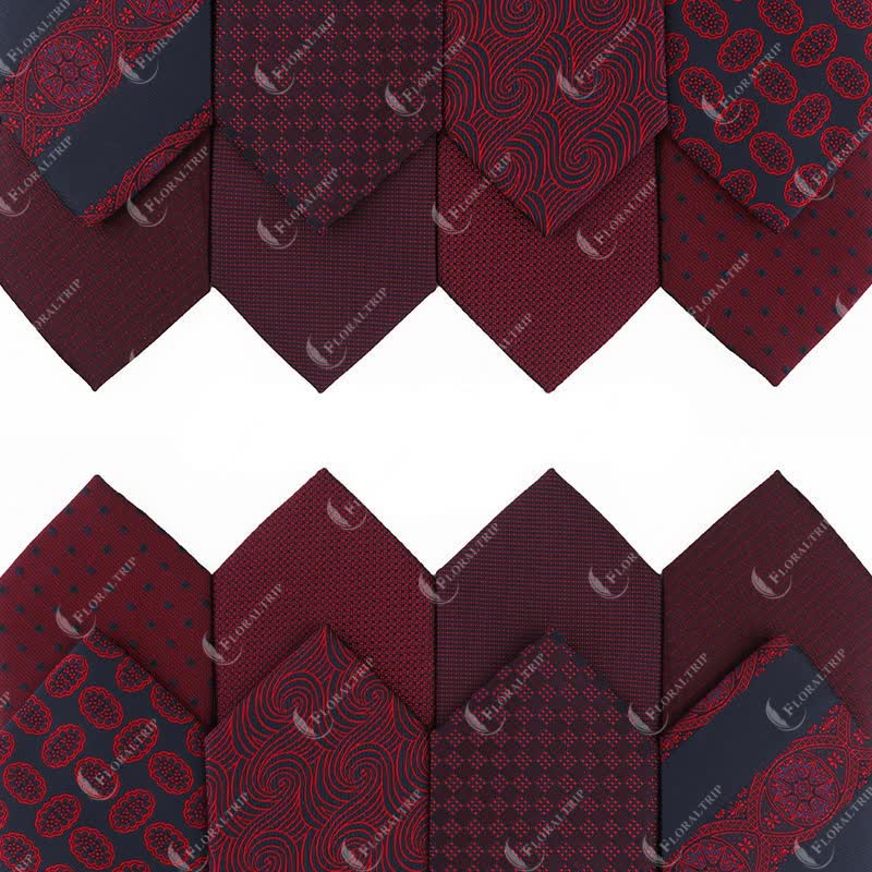 Men's Elegant Deep Wine Red Series Wedding Necktie