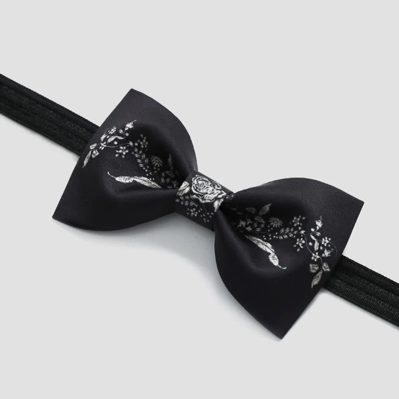 Men's Elegant Floral Plant Pattern Wedding Bow Tie - Image 12