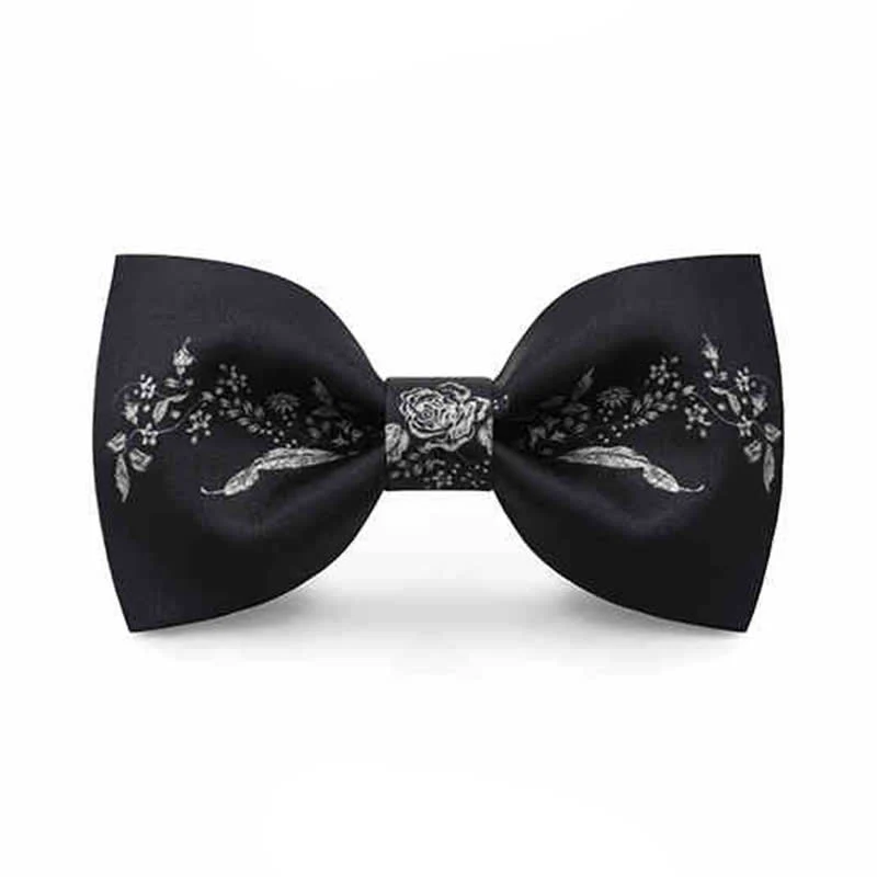 Men's Elegant Floral Plant Pattern Wedding Bow Tie - Image 9