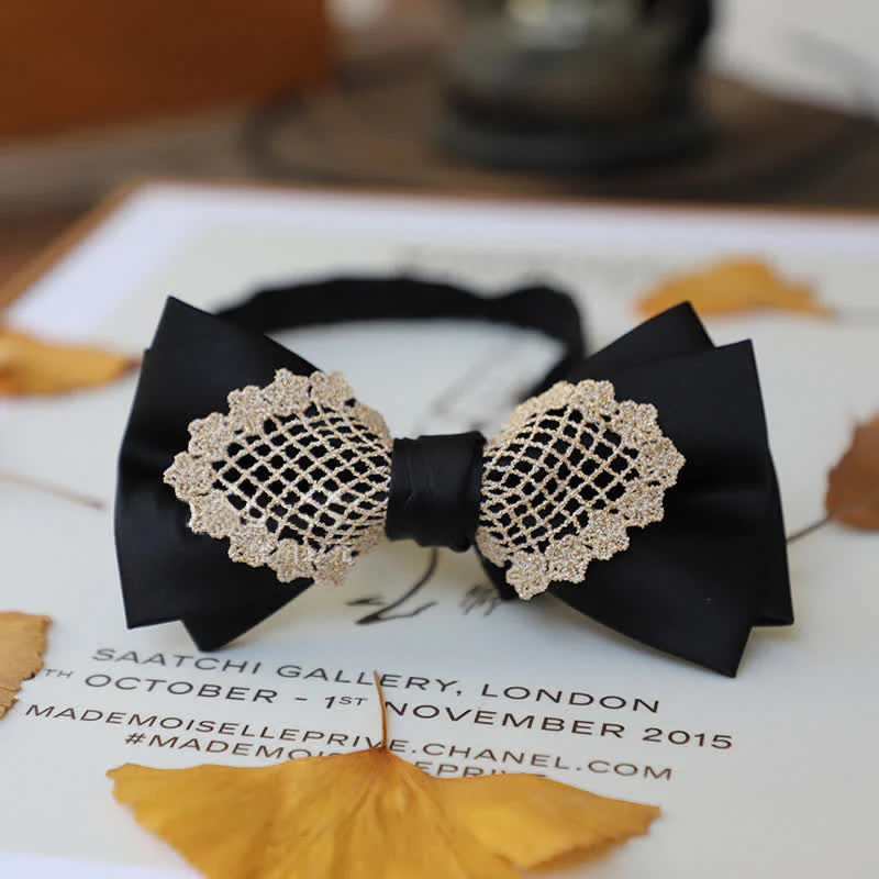 Men's Elegant Flower Lace Bow Tie - Image 3