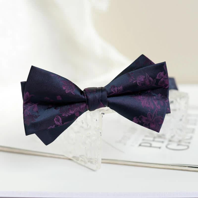 Men's Elegant Iris Floral Pattern Bow Tie - Image 11