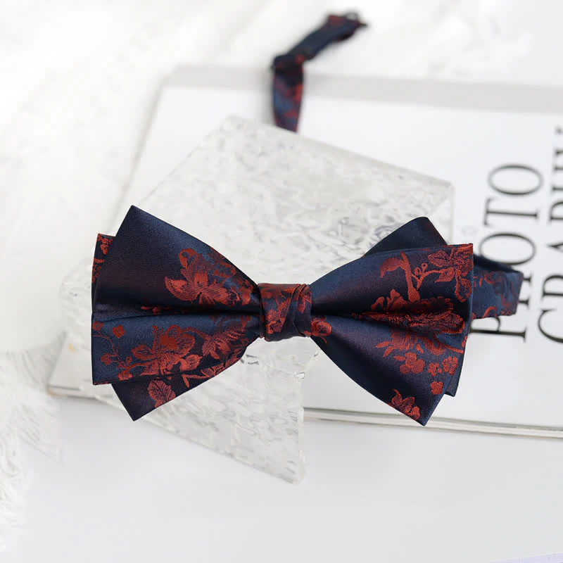 Men's Elegant Iris Floral Pattern Bow Tie - Image 12