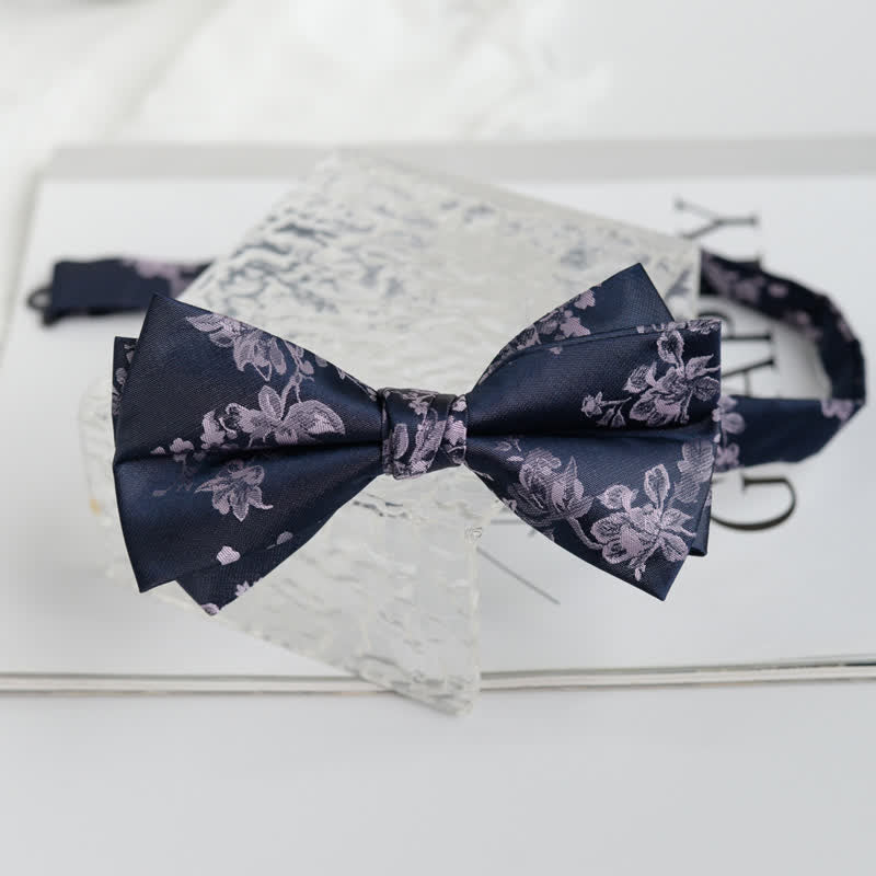 Men's Elegant Iris Floral Pattern Bow Tie - Image 14