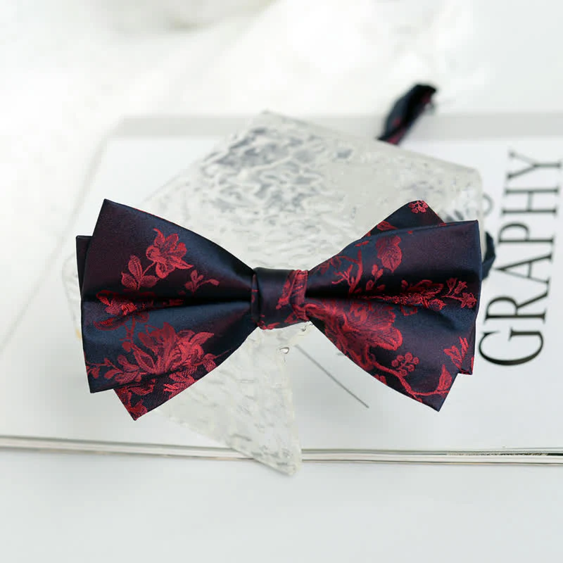 Men's Elegant Iris Floral Pattern Bow Tie - Image 15
