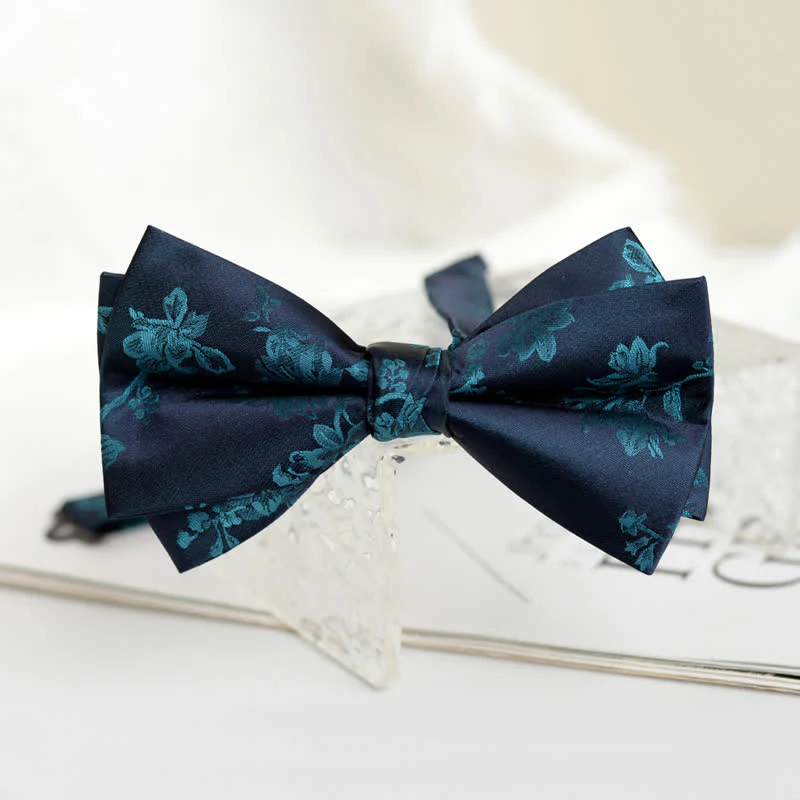 Men's Elegant Iris Floral Pattern Bow Tie - Image 17