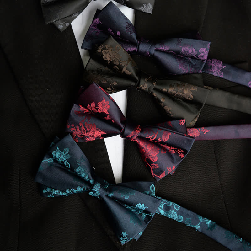 Men's Elegant Iris Floral Pattern Bow Tie - Image 4