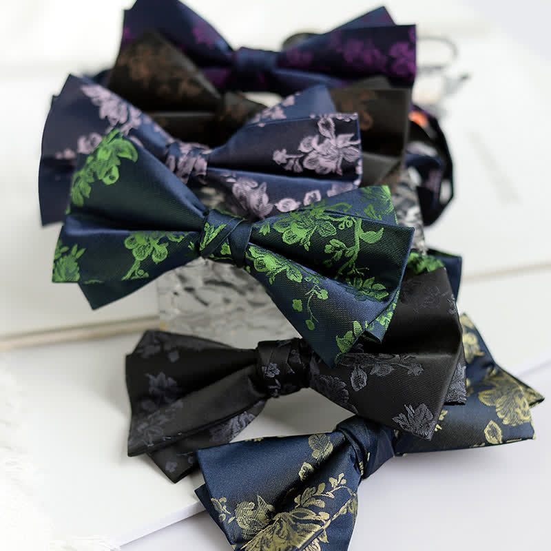 Men's Elegant Iris Floral Pattern Bow Tie - Image 5