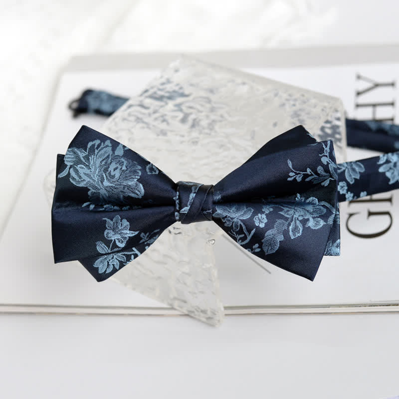 Men's Elegant Iris Floral Pattern Bow Tie - Image 9