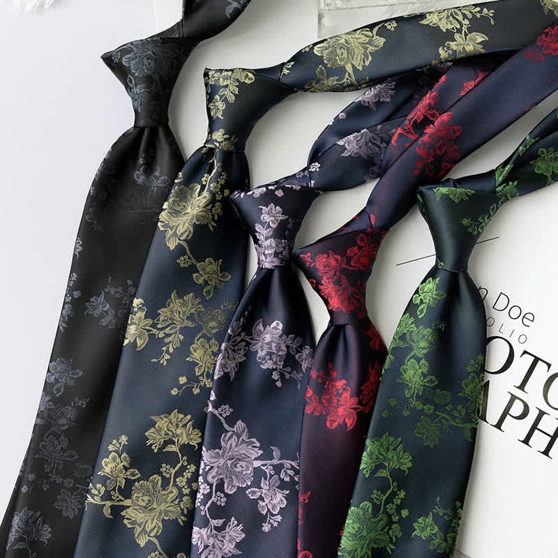 Men's Elegant Iris Floral Pattern Necktie - Image 3