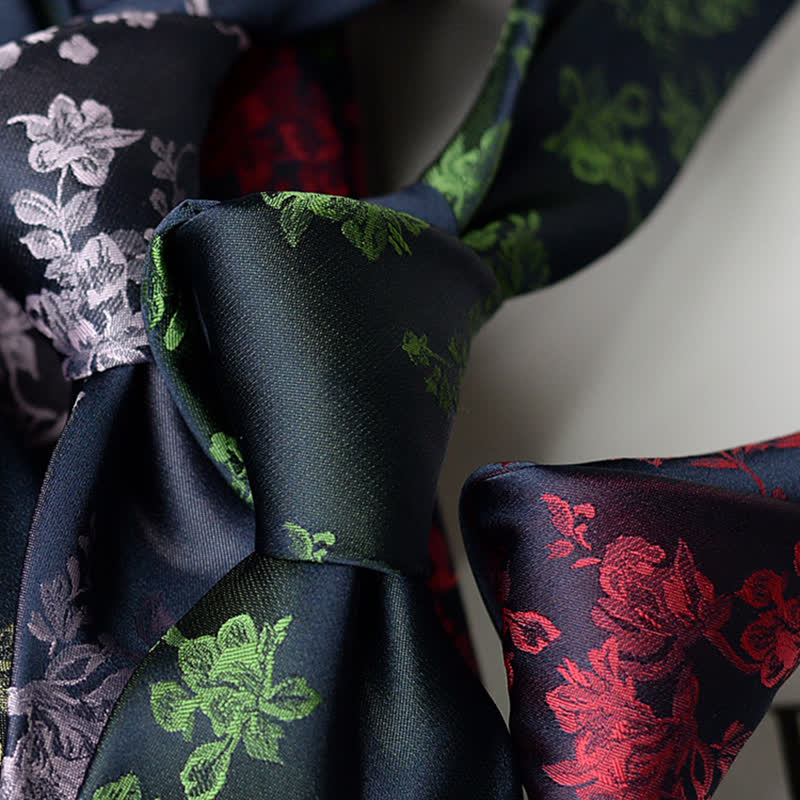 Men's Elegant Iris Floral Pattern Necktie - Image 4