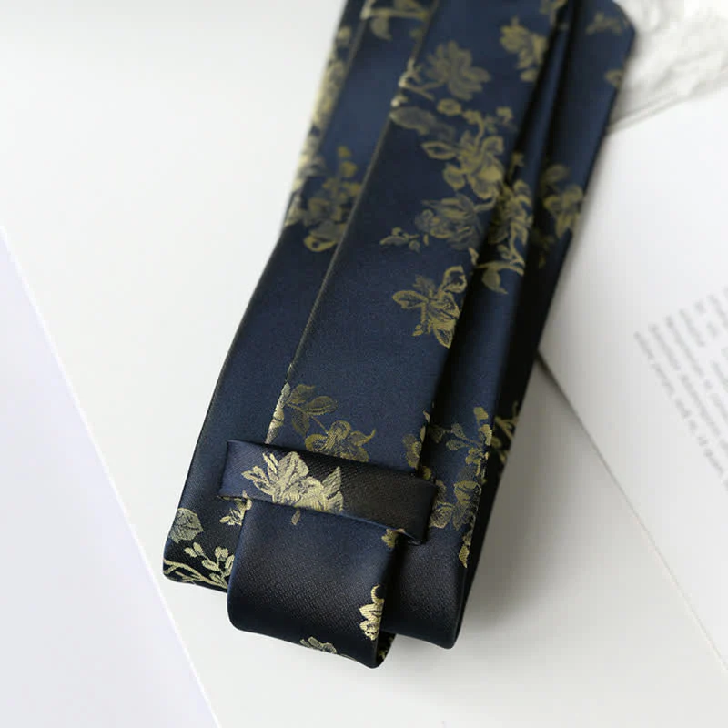 Men's Elegant Iris Floral Pattern Necktie - Image 5