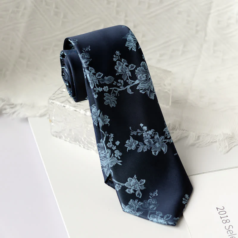 Men's Elegant Iris Floral Pattern Necktie - Image 7