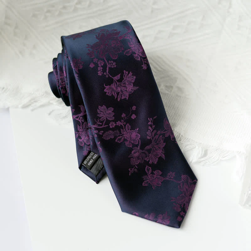 Men's Elegant Iris Floral Pattern Necktie - Image 9