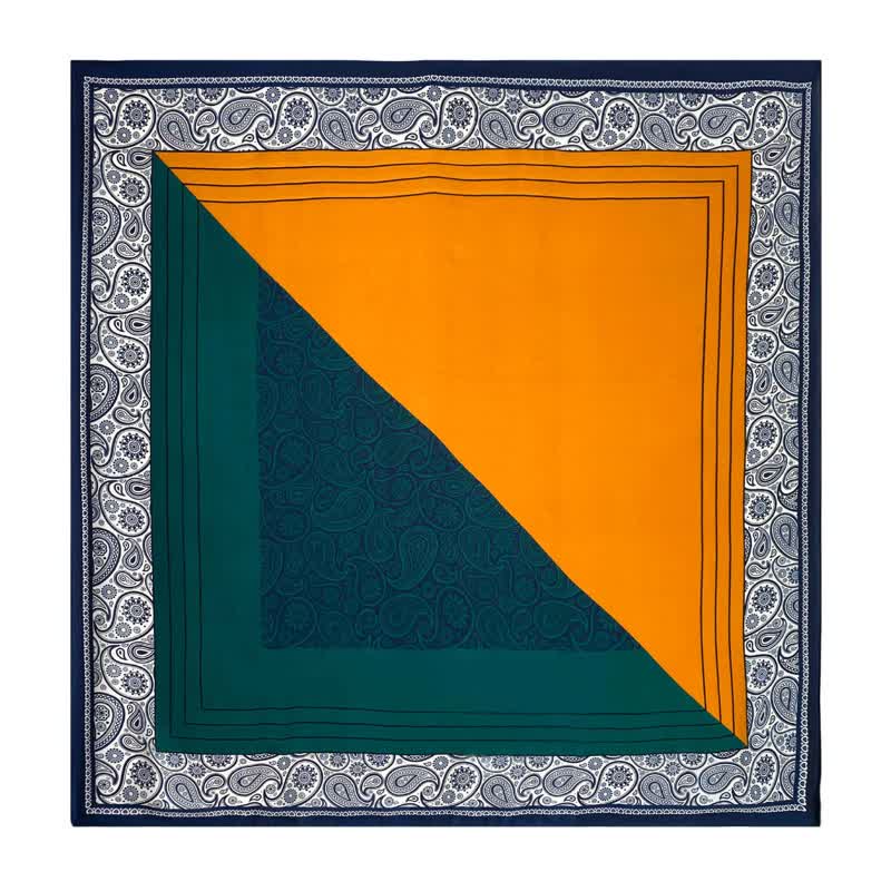 Men's Elegant Paisley Color Matching Imitated Silk Square Scarf - Image 8