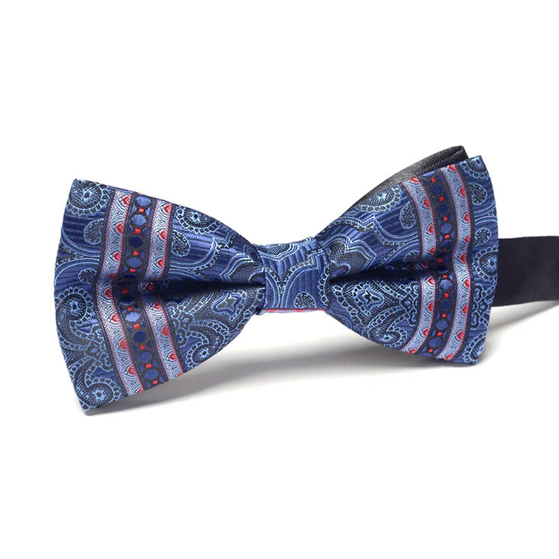 Men's Elegant Refined Sophisticated Stylish Dual-pattern Accented Formal Bow Tie - Image 13