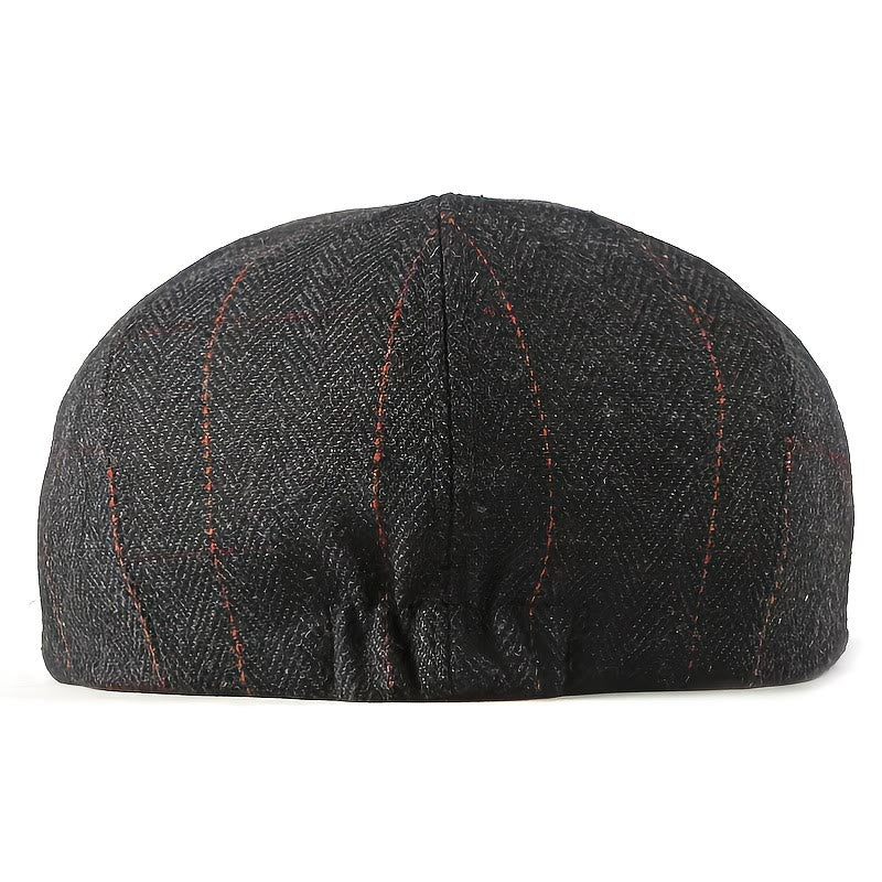 Men's Elegant Retro Herringbone Pattern Newsboy Beret Hat - Image 4