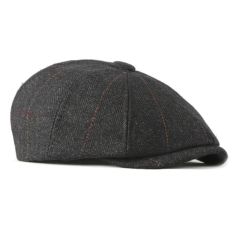 Men's Elegant Retro Herringbone Pattern Newsboy Beret Hat - Image 5