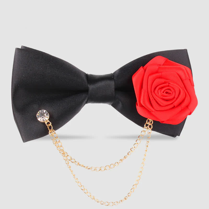 Men's Elegant Rose Golden Chain Decoration Bow Tie - Image 10