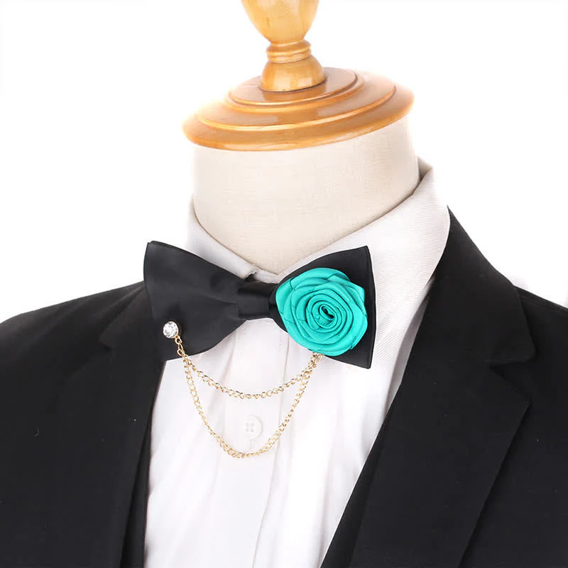 Men's Elegant Rose Golden Chain Decoration Bow Tie - Image 13