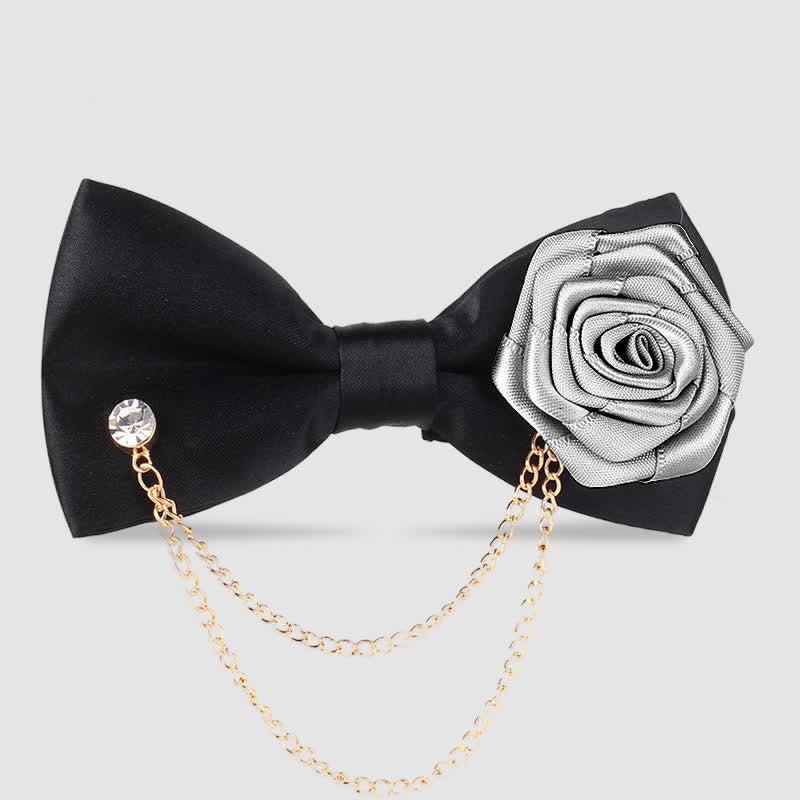 Men's Elegant Rose Golden Chain Decoration Bow Tie - Image 20