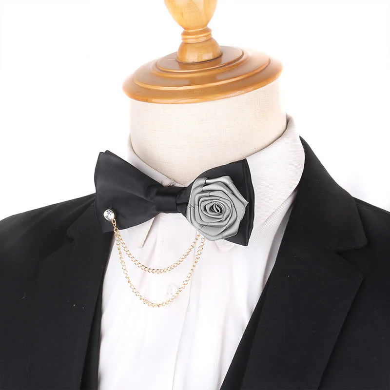 Men's Elegant Rose Golden Chain Decoration Bow Tie - Image 21