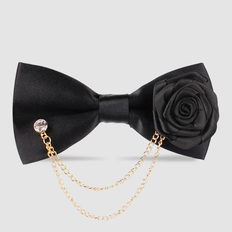 Men's Elegant Rose Golden Chain Decoration Bow Tie - Image 22