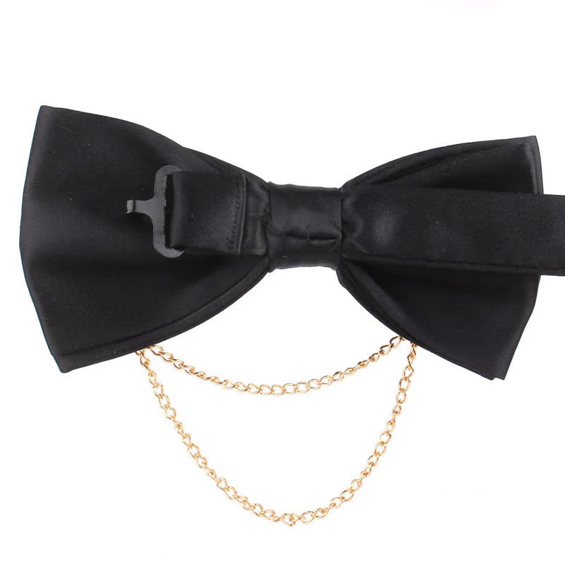 Men's Elegant Rose Golden Chain Decoration Bow Tie - Image 5