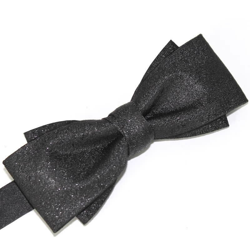 Men's Elegant Subtle Sparkle Black Bow Tie - Image 5