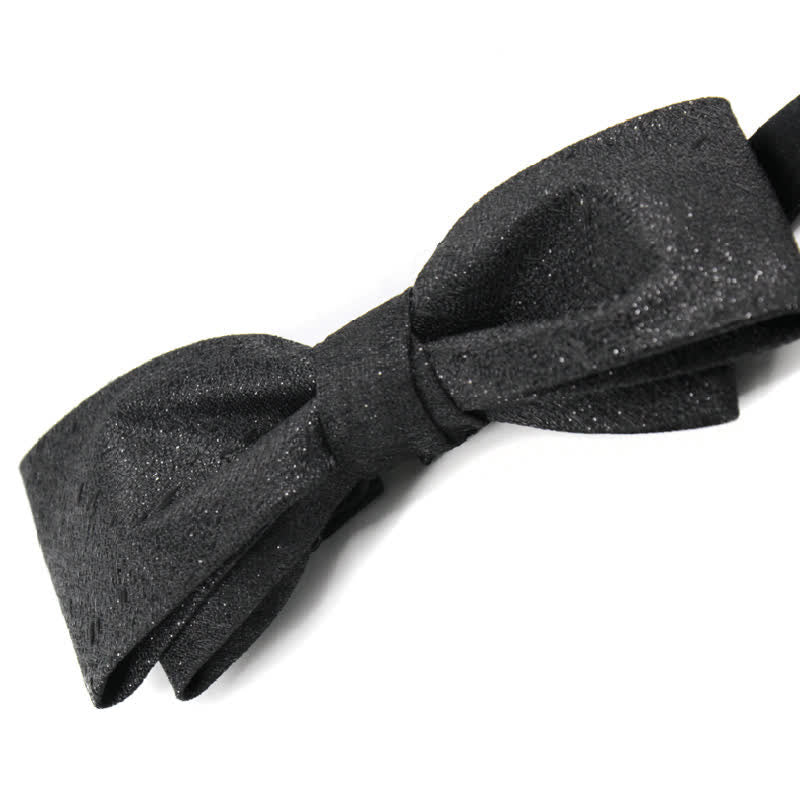 Men's Elegant Subtle Sparkle Black Bow Tie - Image 6