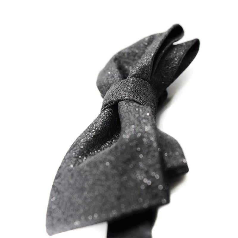 Men's Elegant Subtle Sparkle Black Bow Tie - Image 7