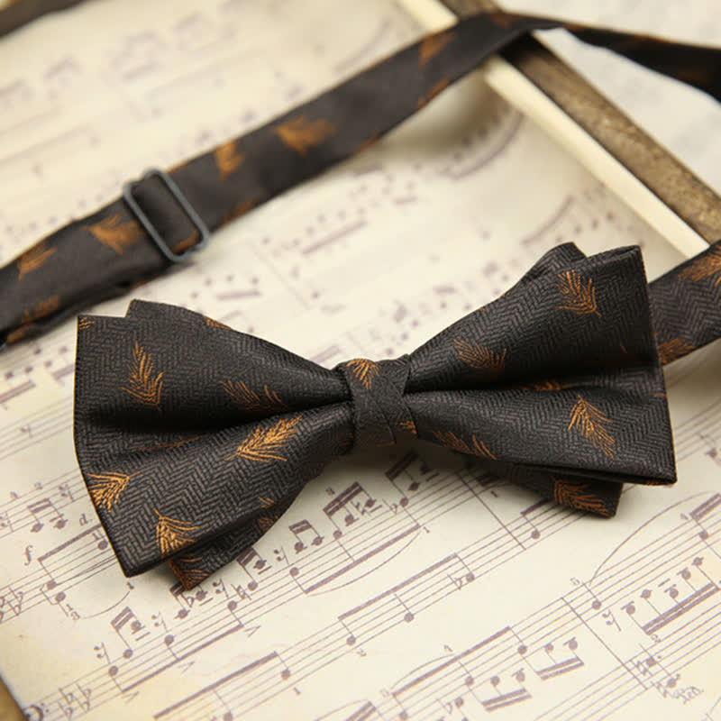 Men's Elegant Wheat Pattern Double Layers Bow Tie - Image 4