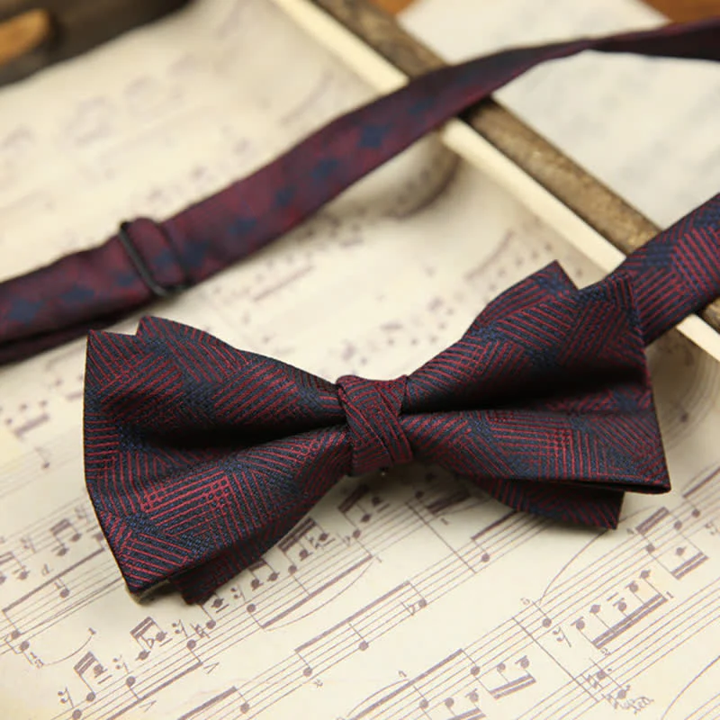 Men's Elegant Wheat Pattern Double Layers Bow Tie - Image 6