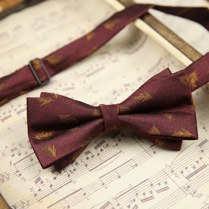 Men's Elegant Wheat Pattern Double Layers Bow Tie - Image 7