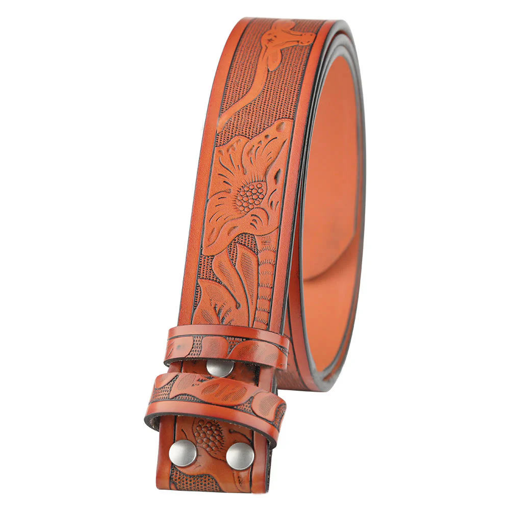Men's DIY Elk Deer American Flag Buckle Leather Belt - Image 27