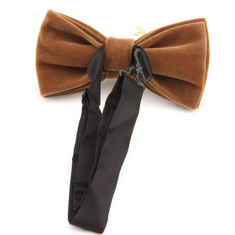 Men's Elk Head Rhinestone Christmas Velvet Bow Tie - Image 4