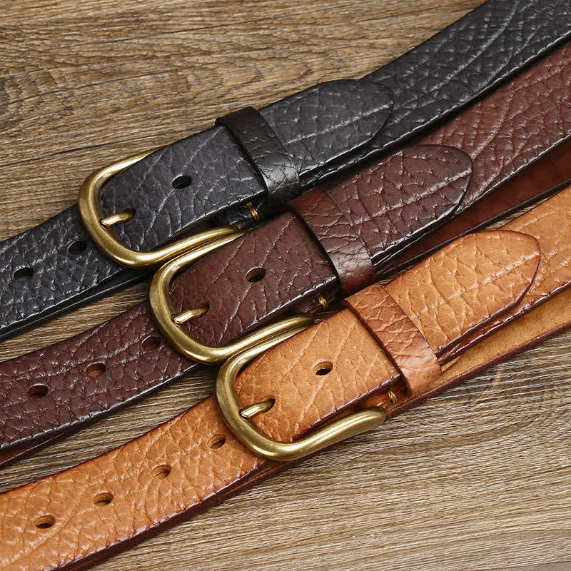 Men's Embossed Bison Skin Pattern Leather Belt - Image 2