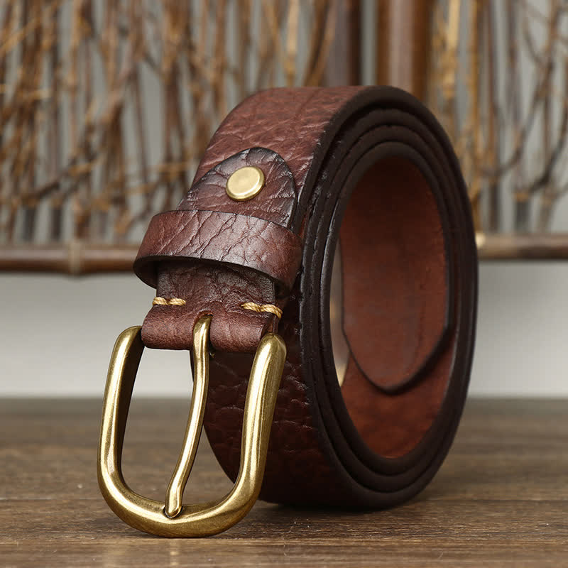 Men's Embossed Bison Skin Pattern Leather Belt - Image 6