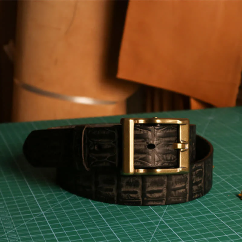 Men's Embossed Crocodile Skin Pattern Leather Belt - Image 11